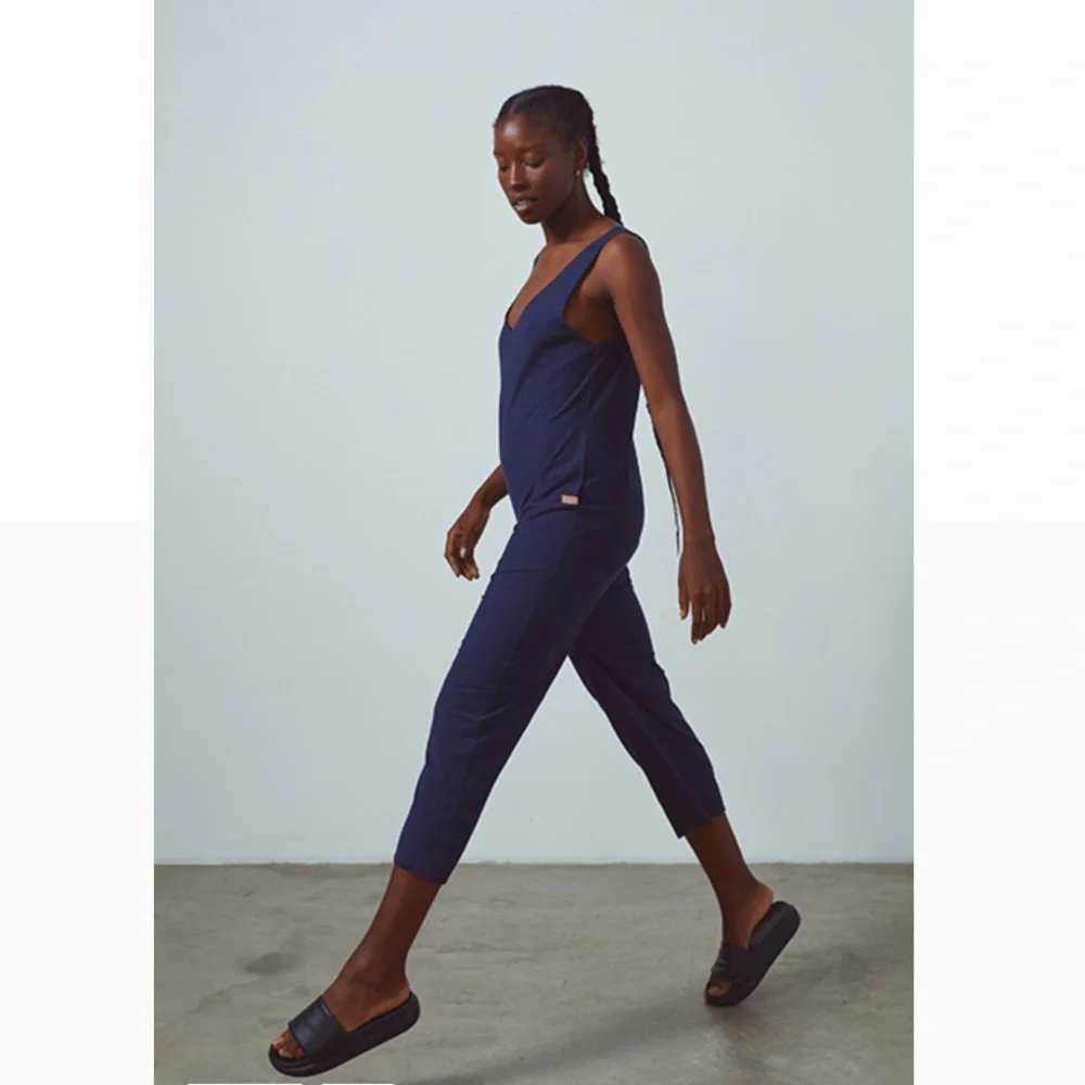 LUNYA Deep Blue Cozy Cool Sleeveless Long Pant Romper $178 - Picture 3 of 4